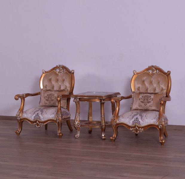 European Furniture - Augustus II Luxury Chair in Light Gold & Antique Silver - 37059-C - GreatFurnitureDeal