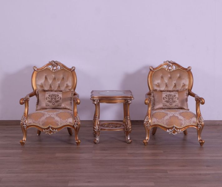 European Furniture - Augustus Luxury Chair in Light Gold & Antique Silver - 37057-C - GreatFurnitureDeal