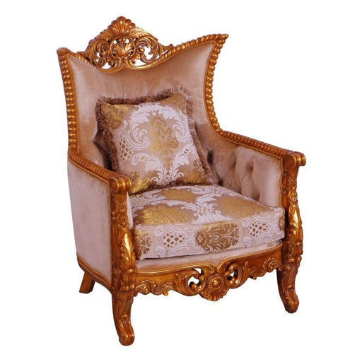 European Furniture - Modigliani III Luxury Chair in Damask Gold - 31056-C - GreatFurnitureDeal