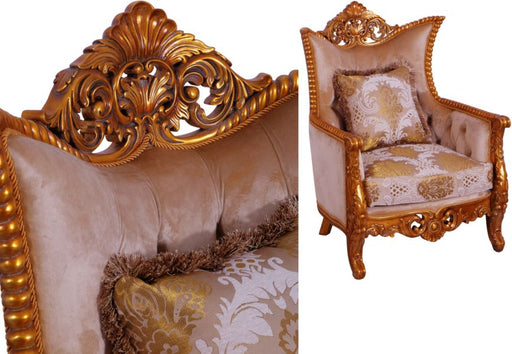 European Furniture - Modigliani III Luxury Chair in Damask Gold - 31056-C - GreatFurnitureDeal