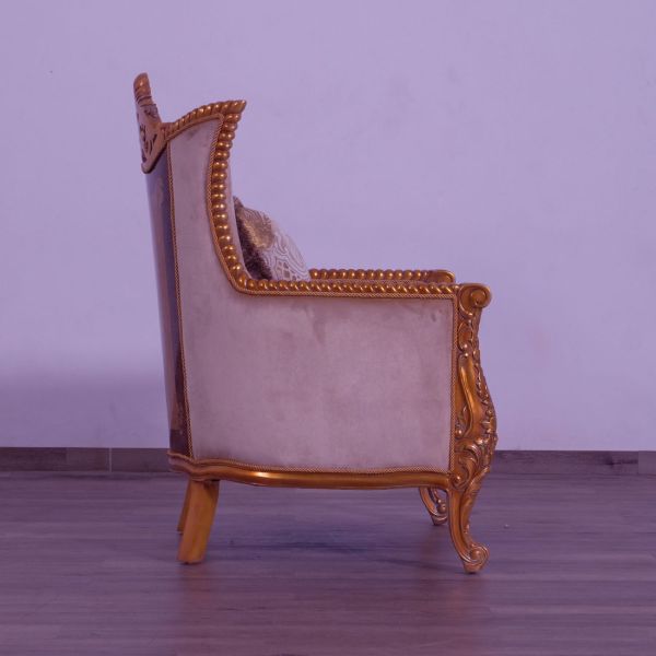 European Furniture - Modigliani III Luxury Chair in Damask Gold - 31056-C - GreatFurnitureDeal