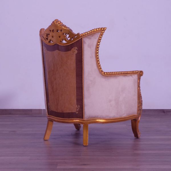 European Furniture - Modigliani III Luxury Chair in Damask Gold - 31056-C - GreatFurnitureDeal