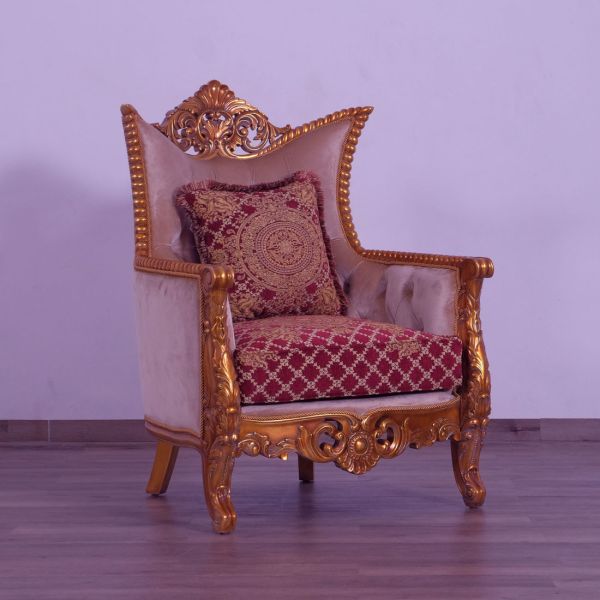 European Furniture - Modigliani III Luxury Chair in Red and Gold - 31058-C - GreatFurnitureDeal
