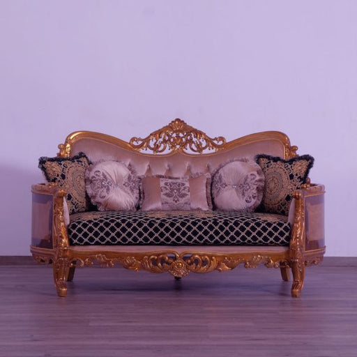 European Furniture - Modigliani II Luxury Loveseat in Black and Gold - 31052-L - GreatFurnitureDeal