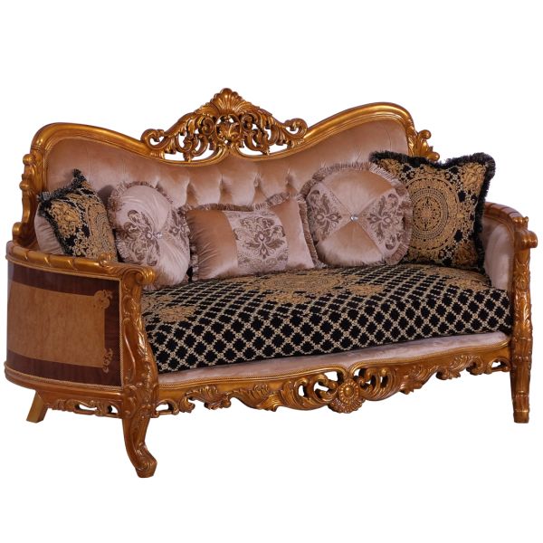 European Furniture - Modigliani II 3 Piece Luxury Living Room Set in Black and Gold - 31052-S2C - GreatFurnitureDeal