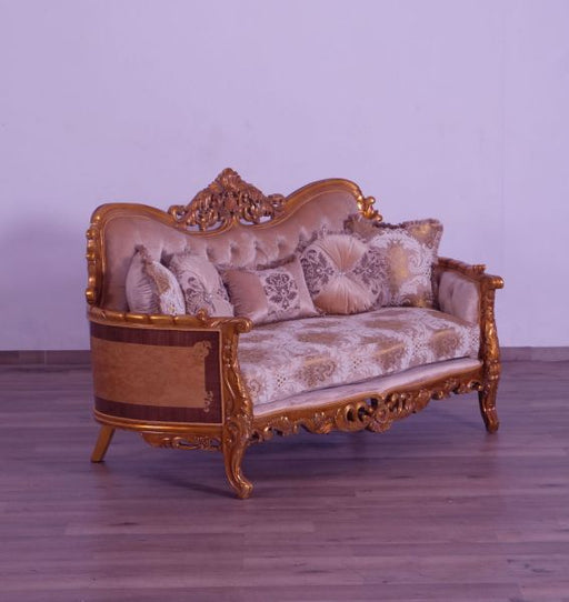 European Furniture - Modigliani III Luxury Loveseat in Damask Gold - 31056-L - GreatFurnitureDeal