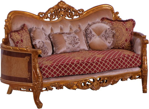 European Furniture - Modigliani III Luxury Loveseat in Red and Gold - 31058-L - GreatFurnitureDeal