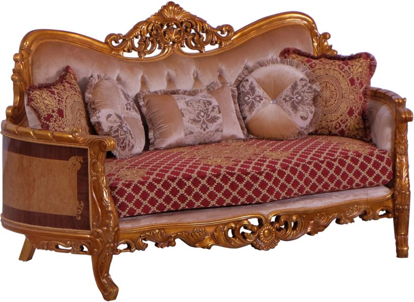 European Furniture - Modigliani III Luxury Loveseat in Red and Gold - 31058-L - GreatFurnitureDeal