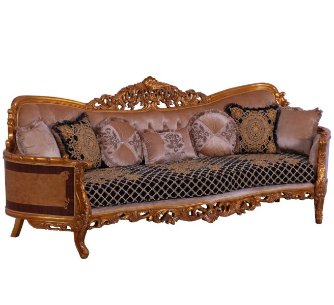 European Furniture - Modigliani II 3 Piece Luxury Living Room Set in Black and Gold - 31052-S2C - GreatFurnitureDeal