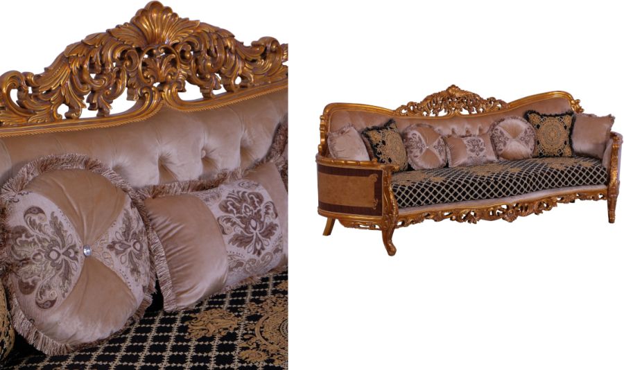 European Furniture - Modigliani II Luxury Sofa in Black and Gold - 31052-S - GreatFurnitureDeal