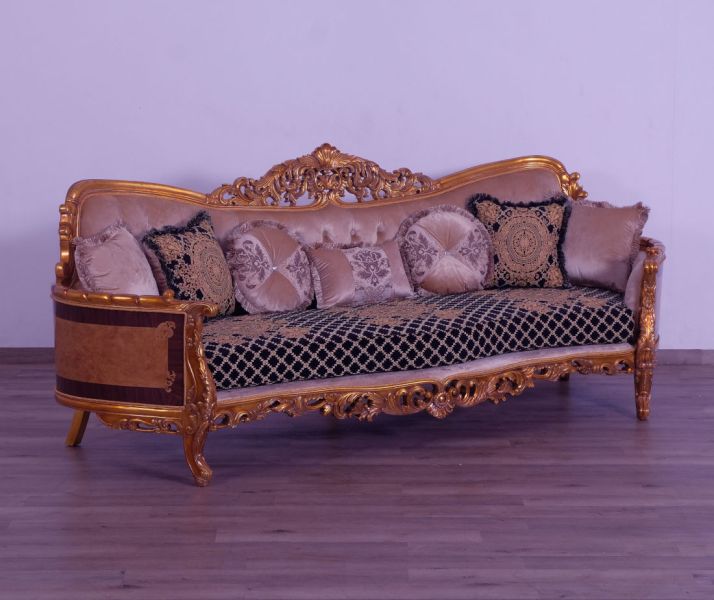 European Furniture - Modigliani II Luxury Sofa in Black and Gold - 31052-S - GreatFurnitureDeal
