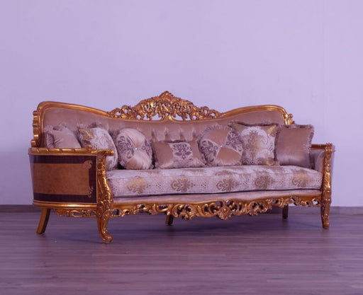 European Furniture - Modigliani III Luxury Sofa in Damask Gold - 31056-S - GreatFurnitureDeal