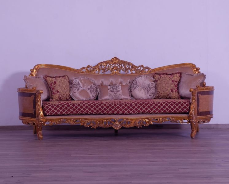 European Furniture - Modigliani III Luxury Sofa in Red and Gold - 31058-S - GreatFurnitureDeal