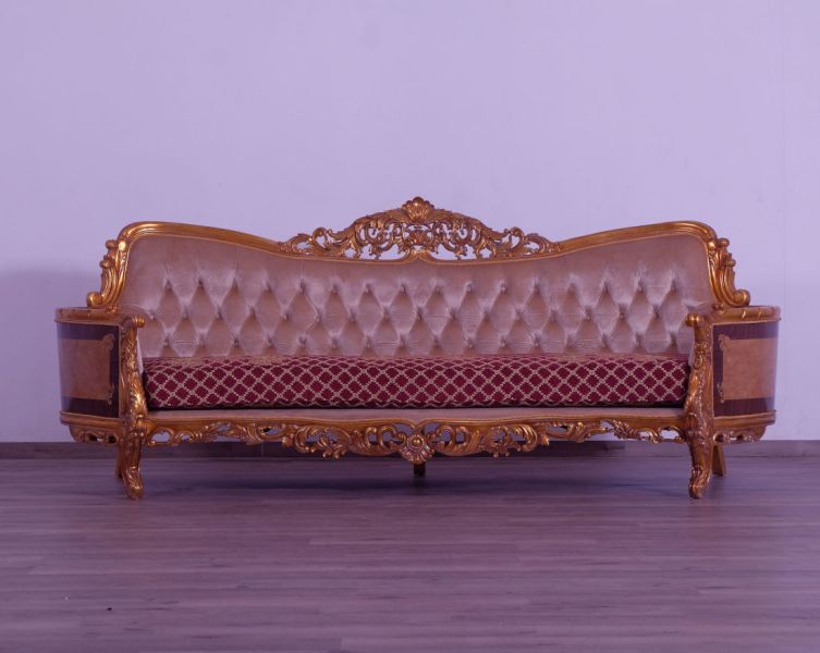 European Furniture - Modigliani III Luxury Sofa in Red and Gold - 31058-S - GreatFurnitureDeal