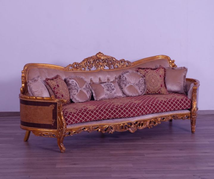European Furniture - Modigliani III Luxury Sofa in Red and Gold - 31058-S - GreatFurnitureDeal