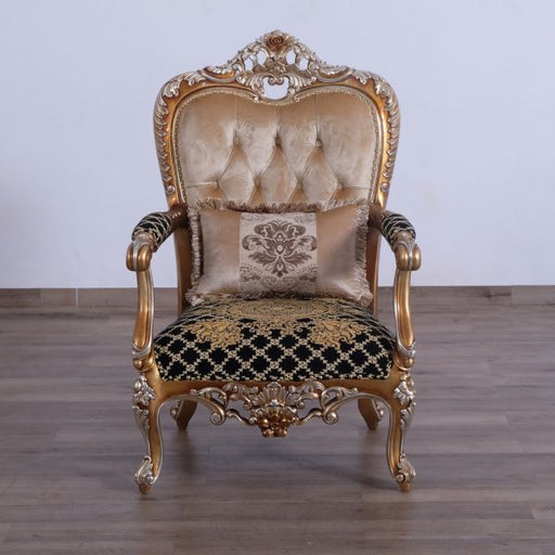 European Furniture - Saint Germain II Luxury Chair in Light Gold & Antique Silver - 35552-C - GreatFurnitureDeal