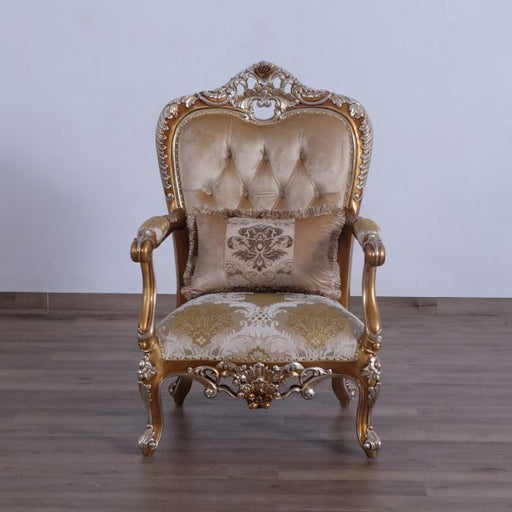 European Furniture - Saint Germain Luxury Chair in Light Gold & Antique Silver - 35550-C - GreatFurnitureDeal