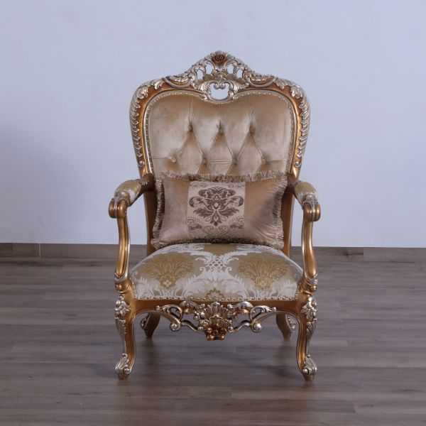 European Furniture - Saint Germain Luxury Chair in Light Gold & Antique Silver - 35550-C - GreatFurnitureDeal