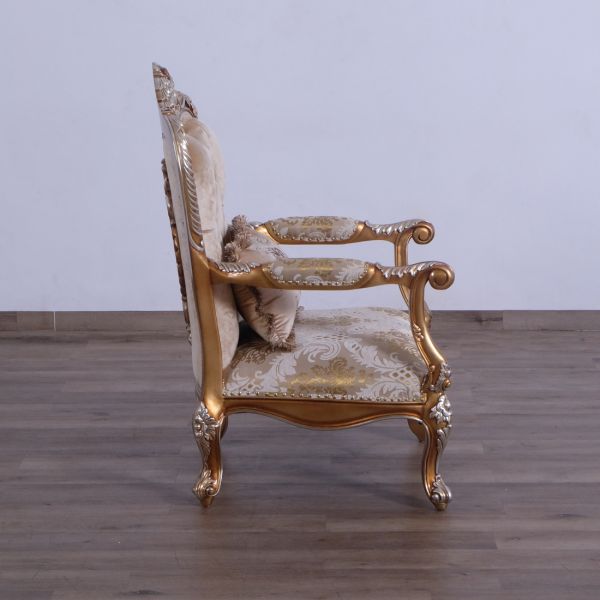European Furniture - Saint Germain Luxury Chair in Light Gold & Antique Silver - 35550-C - GreatFurnitureDeal