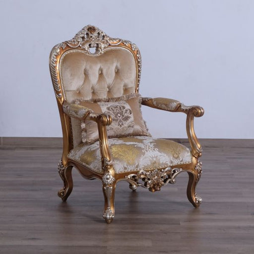 European Furniture - Saint Germain Luxury Chair in Light Gold & Antique Silver - 35550-C - GreatFurnitureDeal