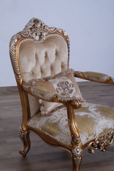 European Furniture - Saint Germain Luxury Chair in Light Gold & Antique Silver - 35550-C - GreatFurnitureDeal