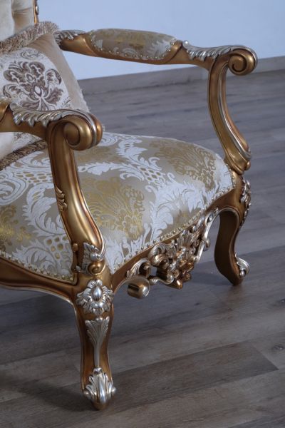 European Furniture - Saint Germain Luxury Chair in Light Gold & Antique Silver - 35550-C - GreatFurnitureDeal