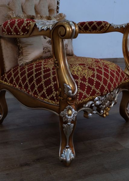 European Furniture - Saint Germain Accent Chair Red Gold Fabric - 35554-C - GreatFurnitureDeal