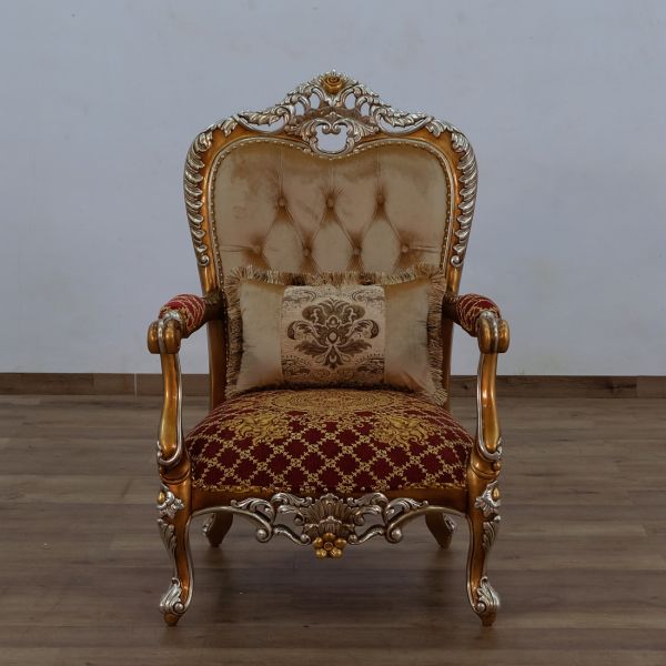 European Furniture - Saint Germain Accent Chair Red Gold Fabric - 35554-C - GreatFurnitureDeal