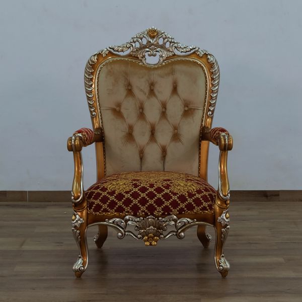 European Furniture - Saint Germain Accent Chair Red Gold Fabric - 35554-C - GreatFurnitureDeal