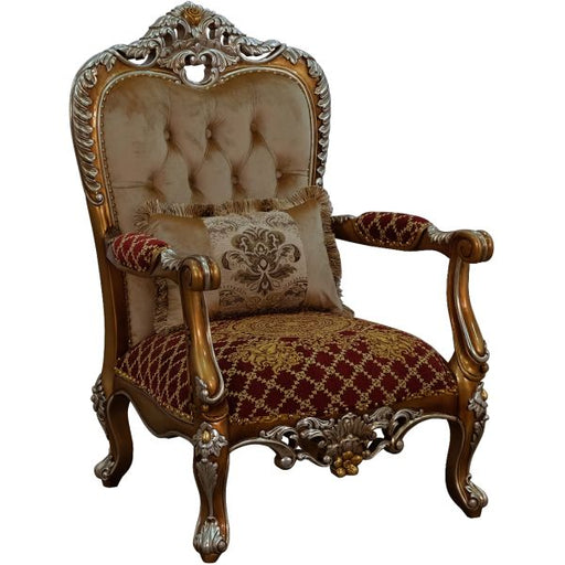 European Furniture - Saint Germain Accent Chair Red Gold Fabric - 35554-C - GreatFurnitureDeal