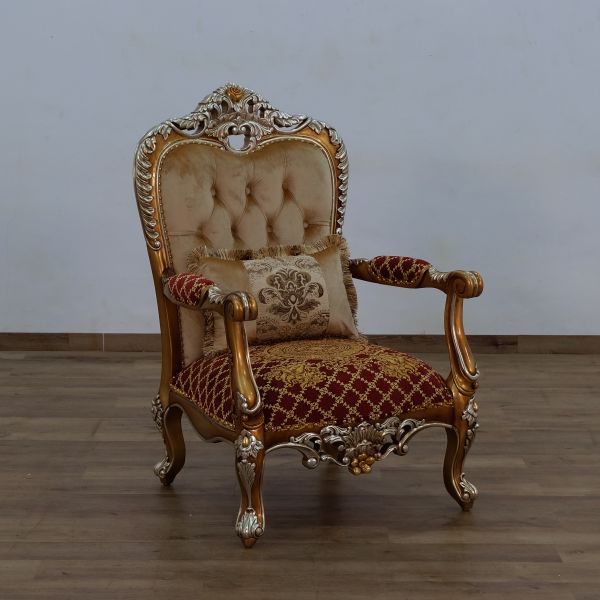 European Furniture - Saint Germain Accent Chair Red Gold Fabric - 35554-C - GreatFurnitureDeal