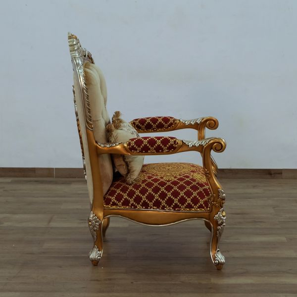 European Furniture - Saint Germain Accent Chair Red Gold Fabric - 35554-C - GreatFurnitureDeal