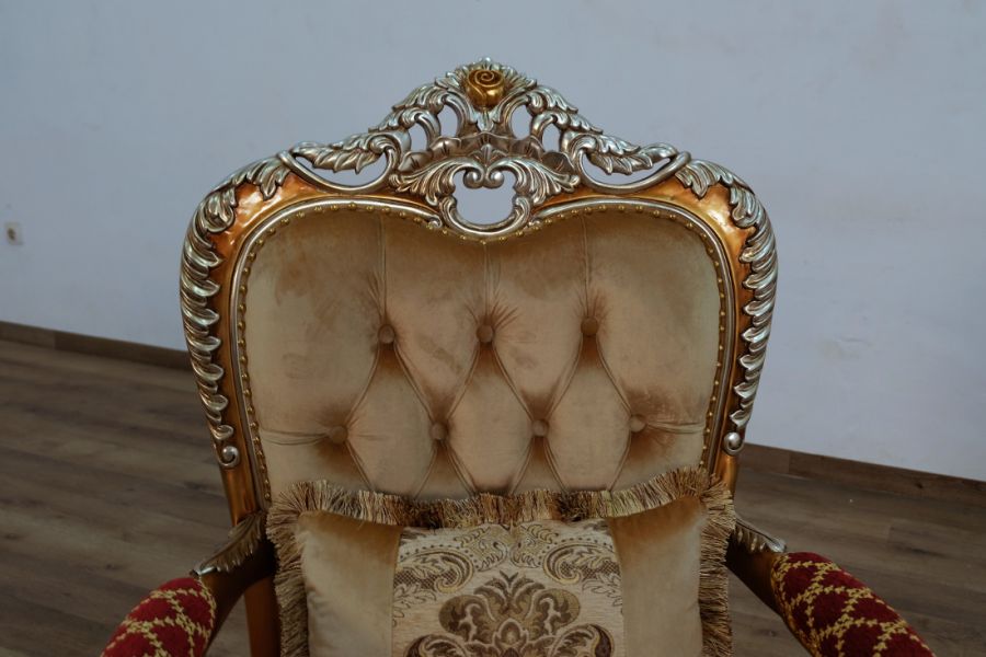 European Furniture - Saint Germain Accent Chair Red Gold Fabric - 35554-C - GreatFurnitureDeal