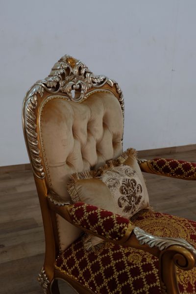 European Furniture - Saint Germain Accent Chair Red Gold Fabric - 35554-C - GreatFurnitureDeal