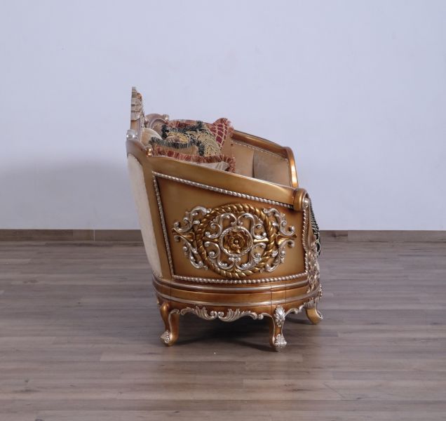 European Furniture - Saint Germain II Luxury Loveseat in Light Gold & Antique Silver - 35552-L - GreatFurnitureDeal