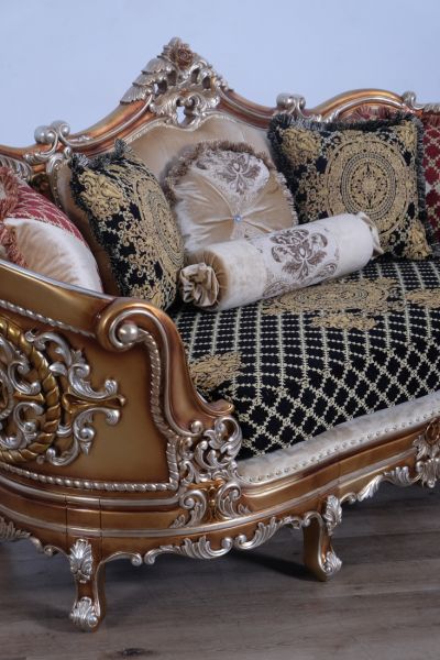 European Furniture - Saint Germain II Luxury Loveseat in Light Gold & Antique Silver - 35552-L - GreatFurnitureDeal