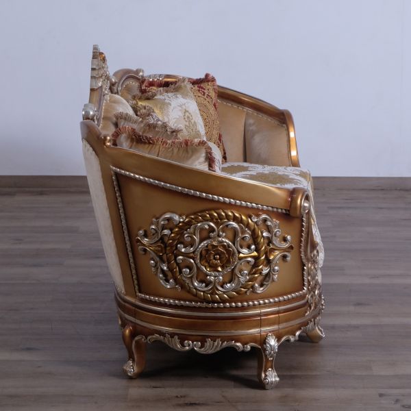 European Furniture - Saint Germain Luxury Loveseat in Light Gold & Antique Silver - 35550-L - GreatFurnitureDeal