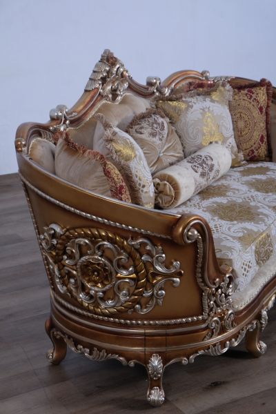 European Furniture - Saint Germain Luxury Loveseat in Light Gold & Antique Silver - 35550-L - GreatFurnitureDeal