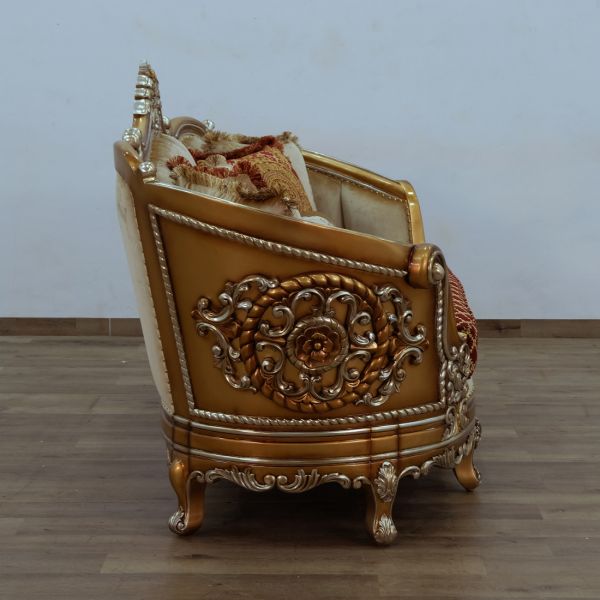 European Furniture - Saint Germain Loveseat Red Gold Fabric - 35554-L - GreatFurnitureDeal