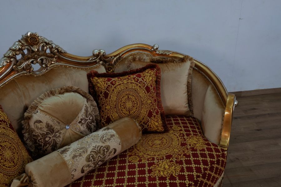 European Furniture - Saint Germain Loveseat Red Gold Fabric - 35554-L - GreatFurnitureDeal