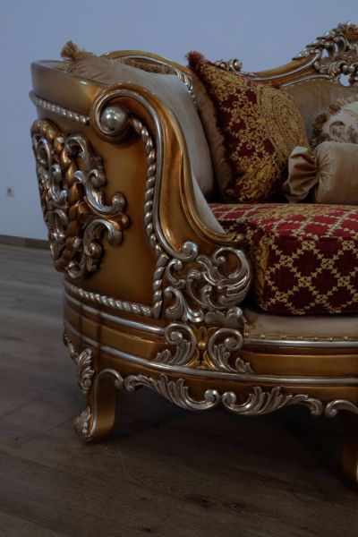 European Furniture - Saint Germain Loveseat Red Gold Fabric - 35554-L - GreatFurnitureDeal