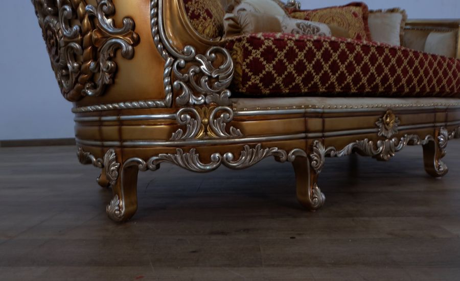 European Furniture - Saint Germain Loveseat Red Gold Fabric - 35554-L - GreatFurnitureDeal