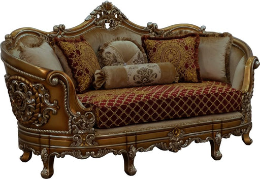 European Furniture - Saint Germain Loveseat Red Gold Fabric - 35554-L - GreatFurnitureDeal