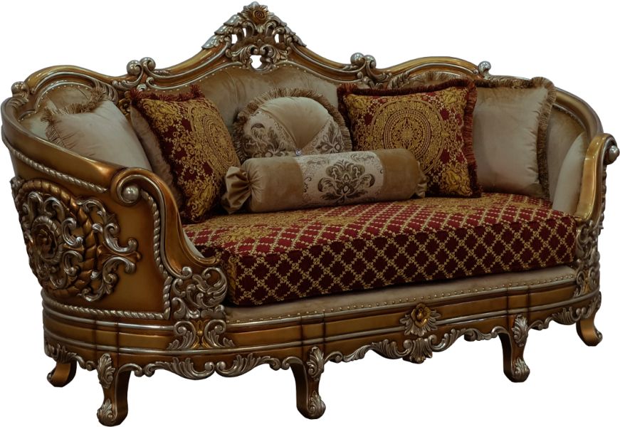 European Furniture - Saint Germain Loveseat Red Gold Fabric - 35554-L - GreatFurnitureDeal