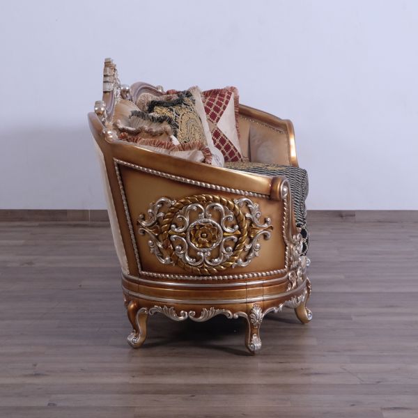 European Furniture - Saint Germain II Luxury Sofa in Light Gold & Antique Silver - 35552-S - GreatFurnitureDeal
