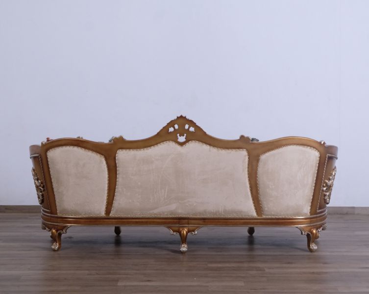 European Furniture - Saint Germain II Luxury Sofa in Light Gold & Antique Silver - 35552-S - GreatFurnitureDeal