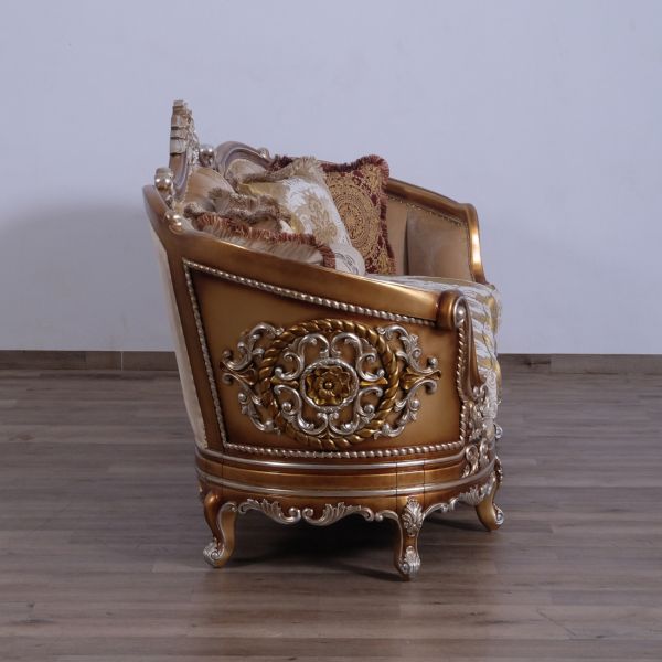 European Furniture - Saint Germain Luxury Sofa in Light Gold & Antique Silver - 35550-S - GreatFurnitureDeal