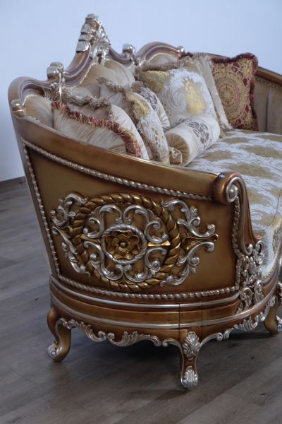 European Furniture - Saint Germain Luxury Sofa in Light Gold & Antique Silver - 35550-S - GreatFurnitureDeal