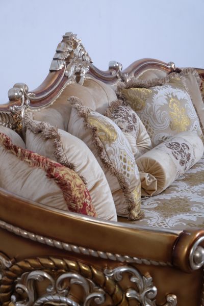 European Furniture - Saint Germain Luxury Sofa in Light Gold & Antique Silver - 35550-S - GreatFurnitureDeal