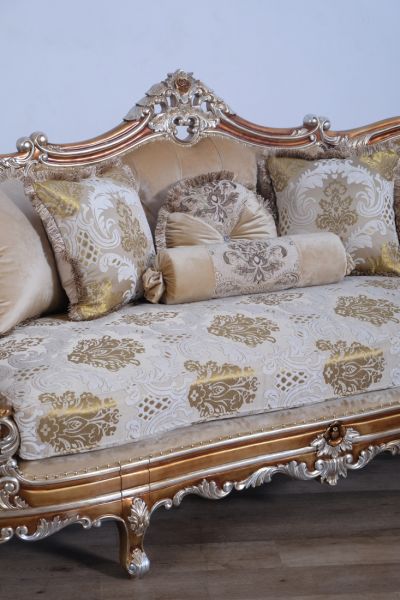European Furniture - Saint Germain Luxury Sofa in Light Gold & Antique Silver - 35550-S - GreatFurnitureDeal